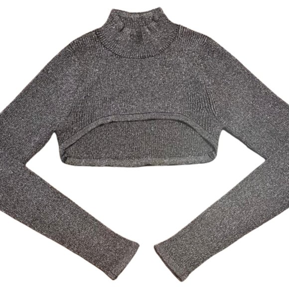 Shiny Metallic Cut Out Crop Top - Picture 3 of 7